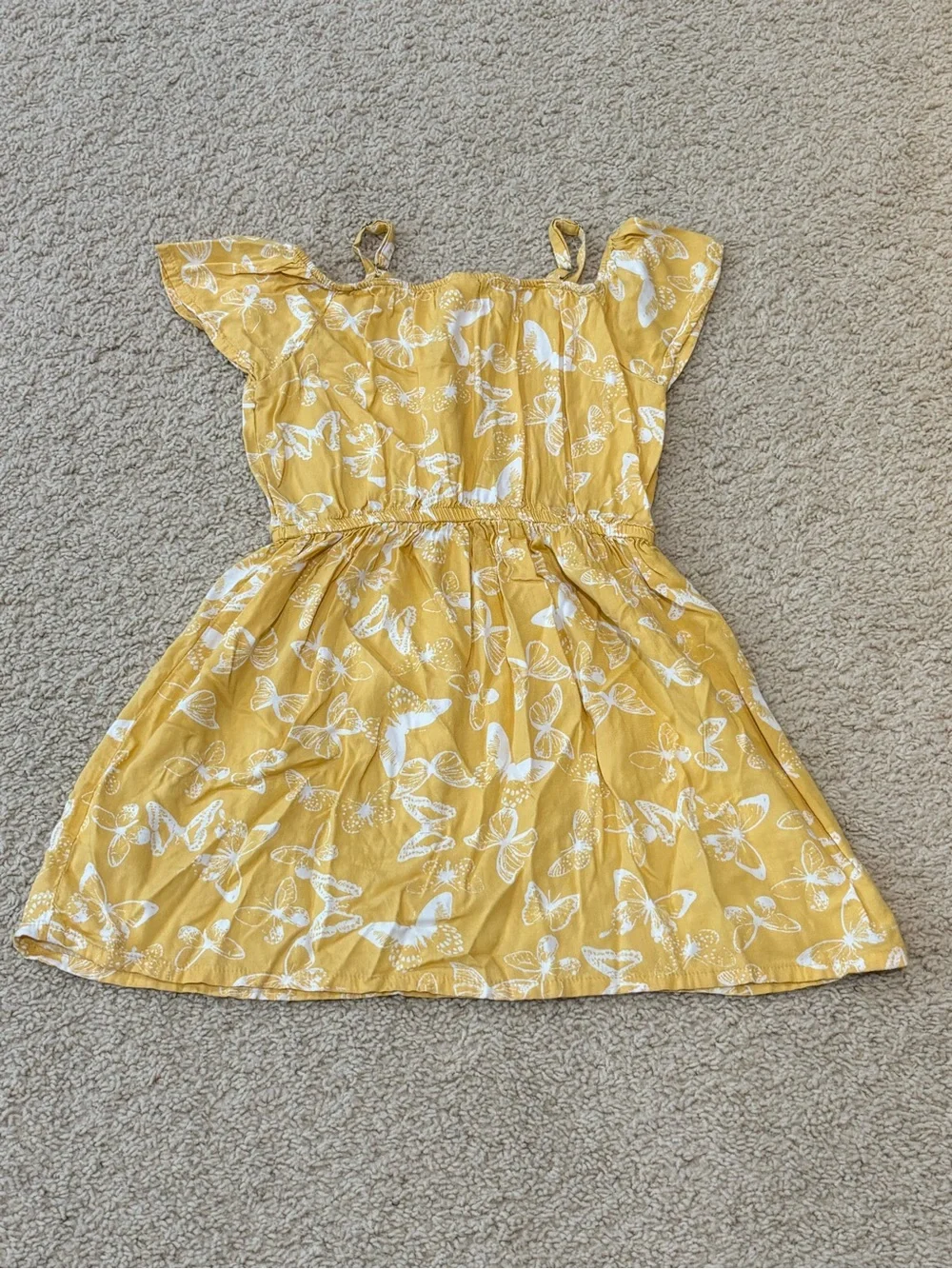 Oshkosh B’gosh - Girls Yellow Butterfly Print Cold Shoulder Dress